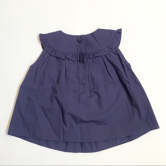 Janie & Jack navy blue pink floral embroidery sleeveless top bottom dress set - Picture 4 of 6